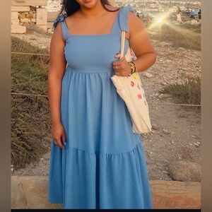 See You Monday Blue Long Sleeveless Dress